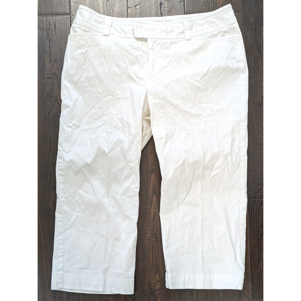 Madison Petite White Cropped Pants Womens 12P Cotton Stretch Capris Casual